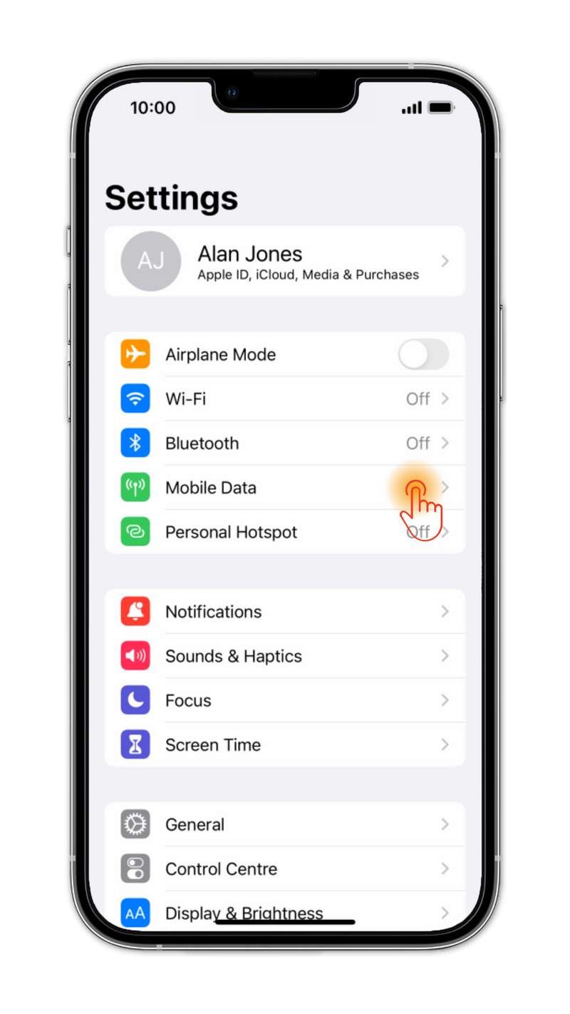 Go to Settings > Cellular/ Mobile Data