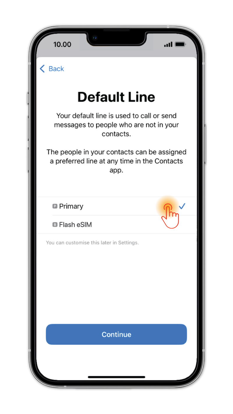 Select your default line for phone calls & SMS