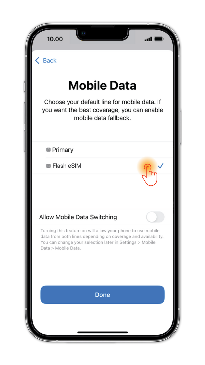 Select your Cellular Data using 